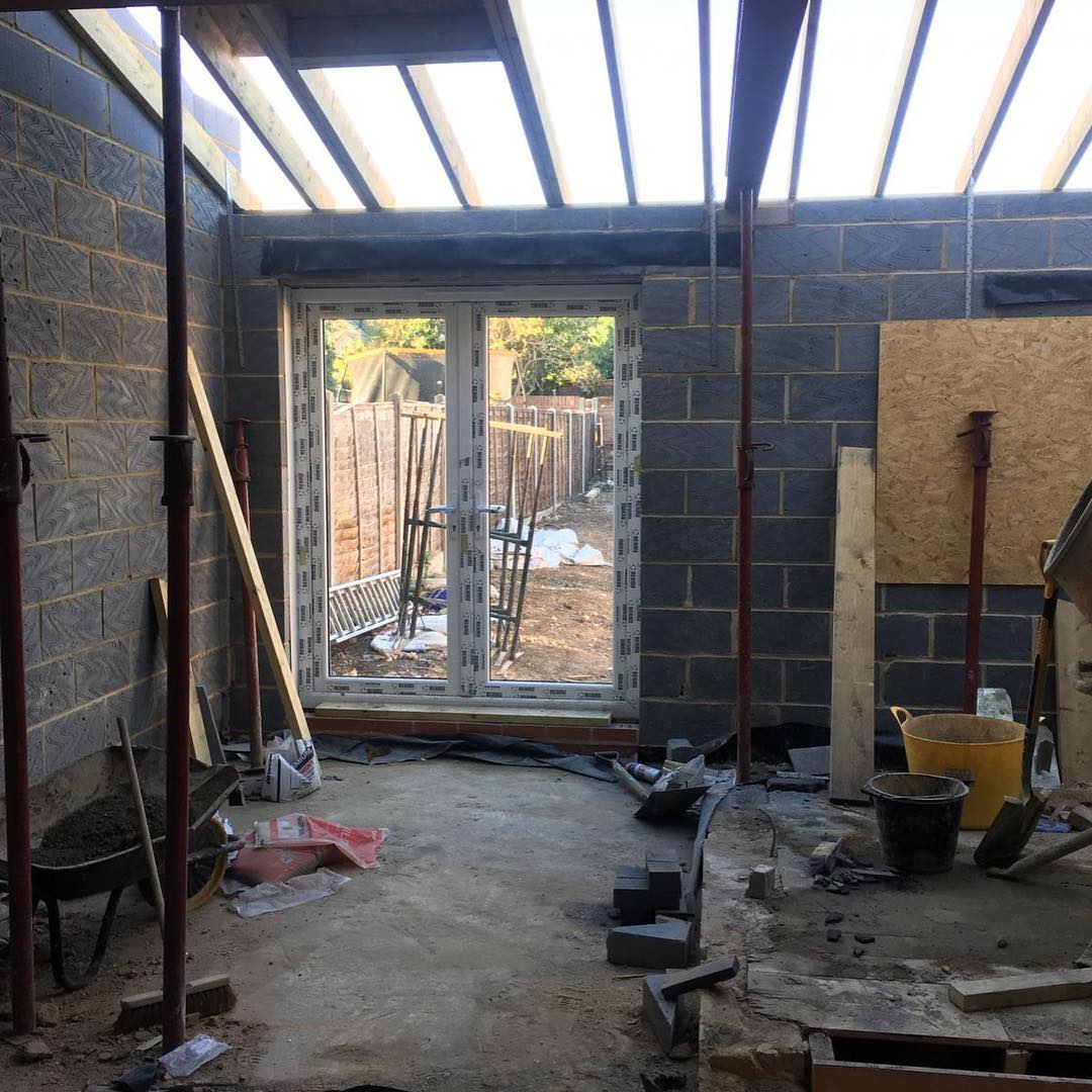 Extension build with patio doors