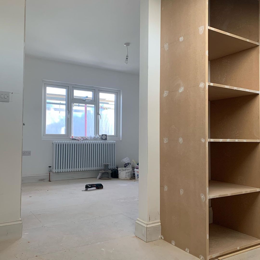 Loft conversion walk-in wardrobe area